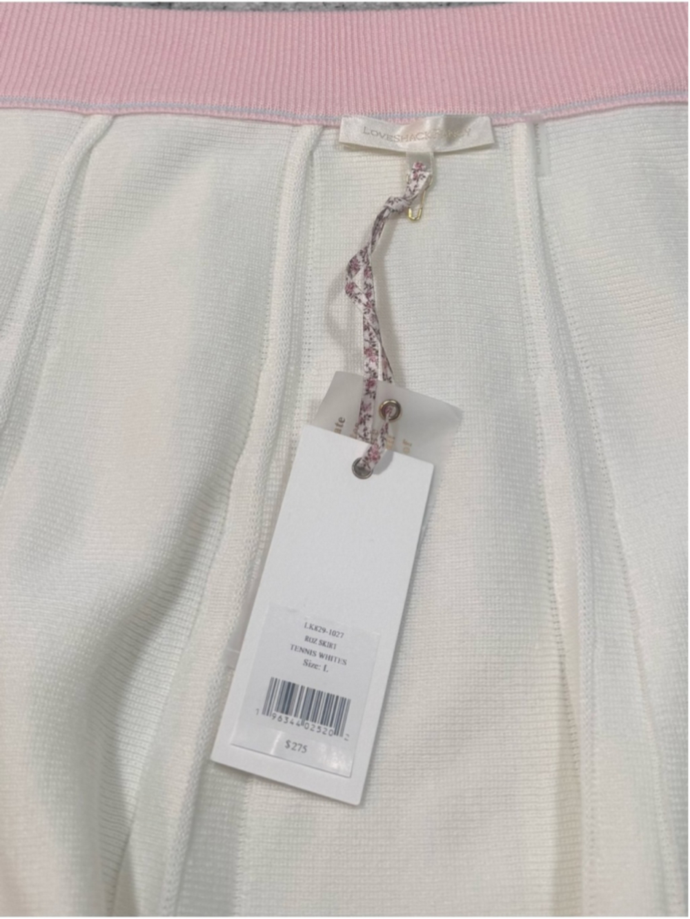 LoveShackFancy Off White Pleated Roz Tennis Mini Skirt - Picture 4 of 9